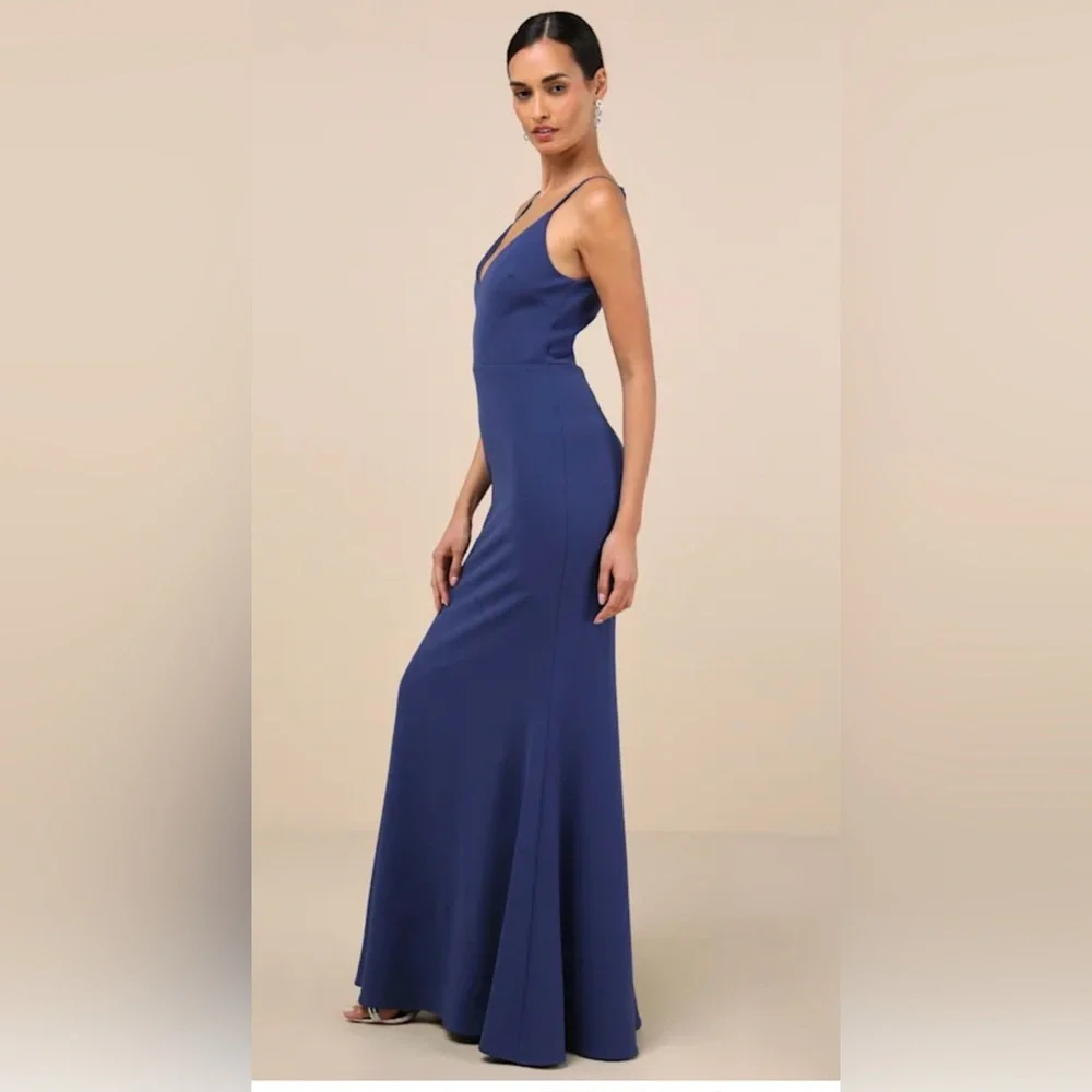 Lulus NWT Infinite Glory Royal Blue Maxi Dress Gown Mermaid Hem Lined Small - Picture 3 of 12